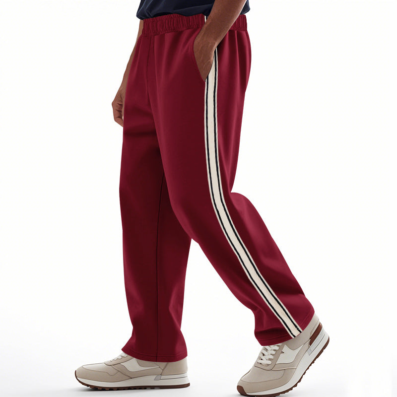 Herren nan weite Relax-Trackhose im Retro-Stil mit doppelter Seitenpaspel und elastischem Komfortbund R&B