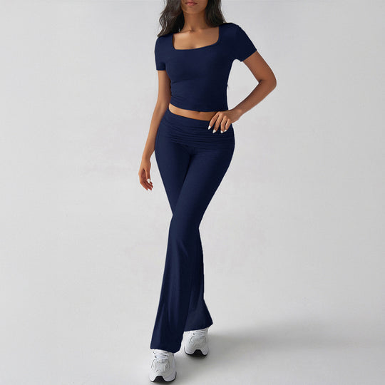 Damen Sportliches Oberteil mit hohen Taillenleggings aktivem Set R&B