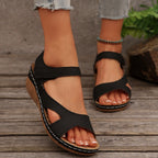 Damen Komfortable Riemensandalen mit verstellbaren Klettverschlüssen und anatomischem Fußbett R&B