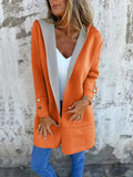R&B | Strickjacke mit Kapuze Weiche Strickware Lockere Passform Kontrastbesatz Taschen