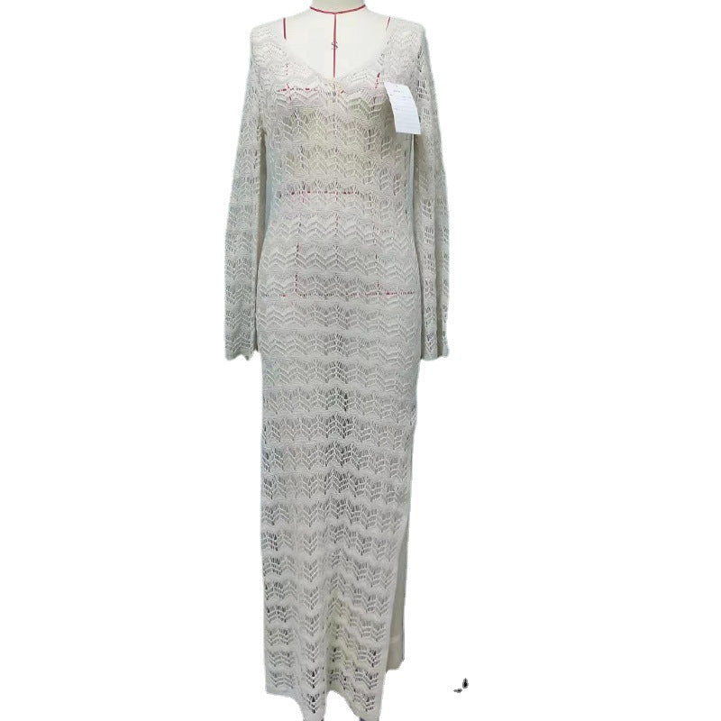 Damen elegantes Häkelkleid mit tiefem Ausschnitt R&B