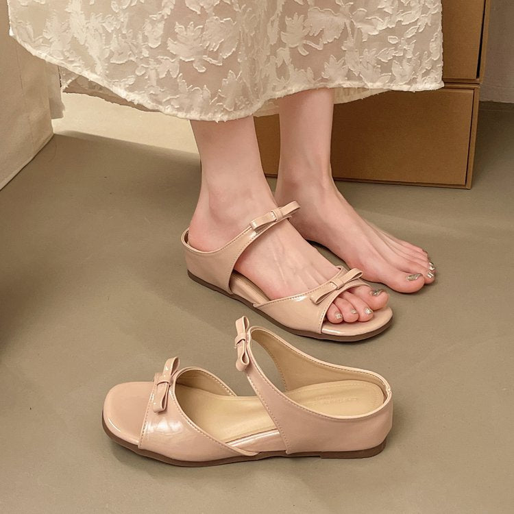 Damen elegante Slingback-Sandalen mit zierlichem Schleifenakzent R&B