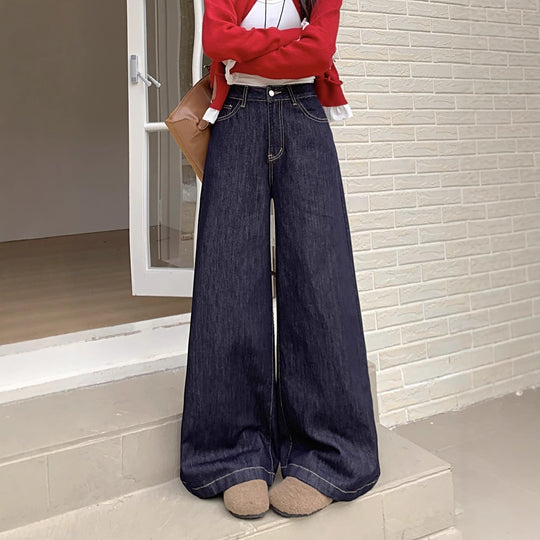 Damen Weite Denim-Hosen im modernen Schnitt mit hohem Bund R&B