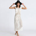Damen elegantes Netzkleid mit asymmetrischem Schnitt R&B