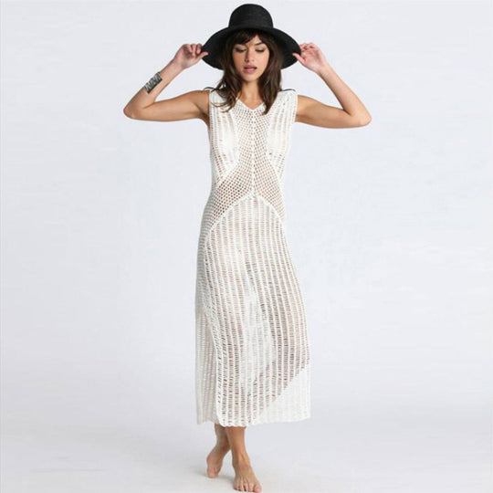 Damen elegantes Netzkleid mit asymmetrischem Schnitt R&B