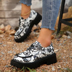 Damen Schnürschuhe mit floralem Muster und robustem Profil R&B