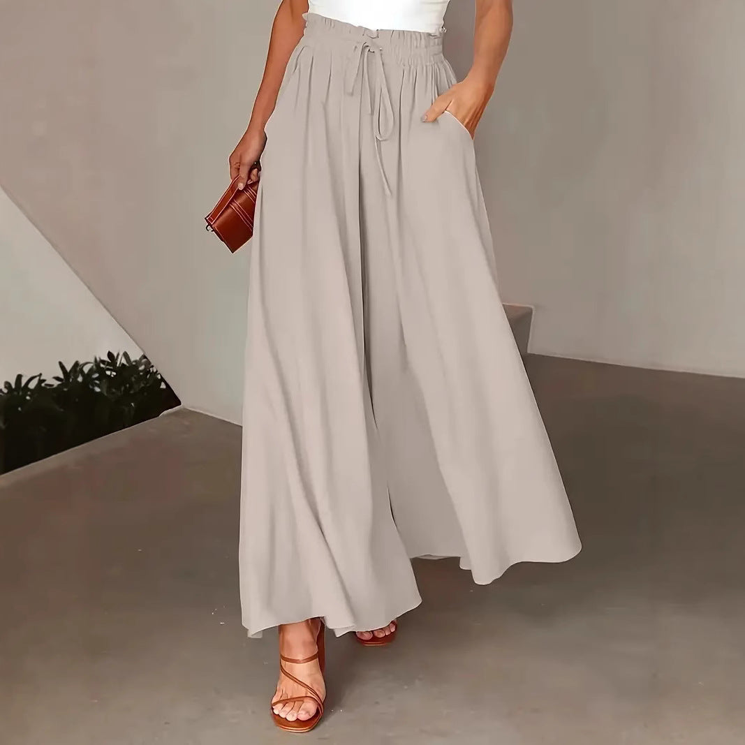 Damen Weit geschnittene Palazzo-Hose mit elastischem Bund und Punktmuster R&B