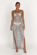 Damen transparentes Strickkleid im modernen Netzdesign R&B
