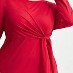 Damen Langarm Kleid mit eleganten Knotendetails und seitlichem Schlitz R&B