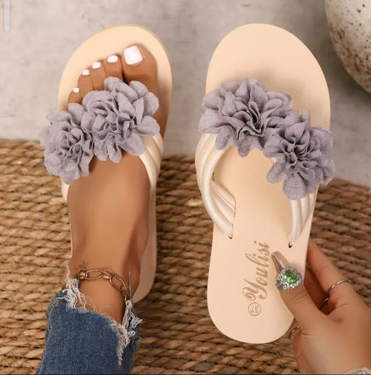 Damen bequeme Zehentrenner-Sandalen mit floralem Design R&B