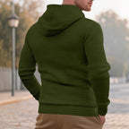 Herren nan schmal geschnittener Stepp-Kapuzenpullover mit feiner Quadratstruktur, Kordelzug und geripptem Saum R&B