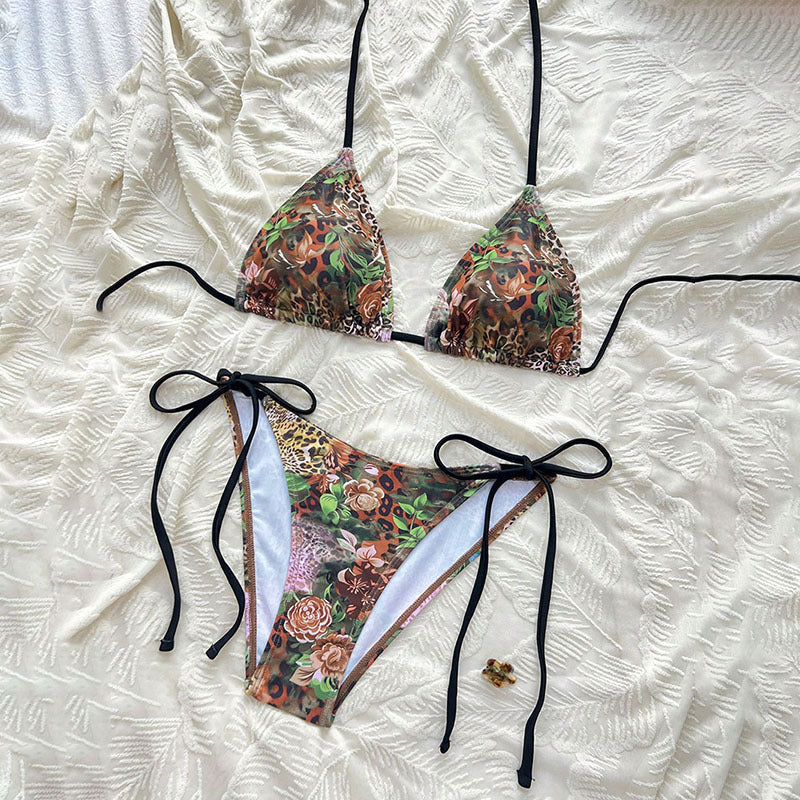 Damen Triangel-Bikini mit hohem Beinausschnitt und verstellbaren Bändern R&B