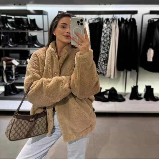 Damen Kuschelige Fleecejacke mit hohem Kragen und praktischen Taschen R&B