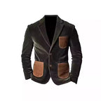Herren Samtjacke mit modernem Patchwork-Design und praktischen Taschen R&B