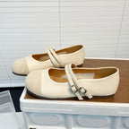 Damen Ballerinas mit modischem Riemen und hochwertiger Lederoberfläche R&B