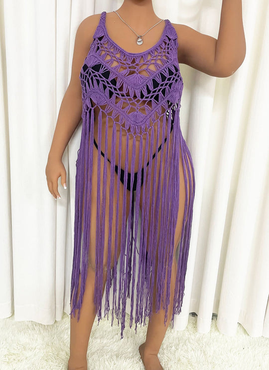 Damen Strandponcho mit Fransen R&B