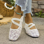 Damen Elegante Ballerinas mit floralem Spitzen-Design R&B
