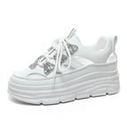 Damen Sportliche Plateau-Sneakers mit funkelnden Akzenten und trendigem Design R&B