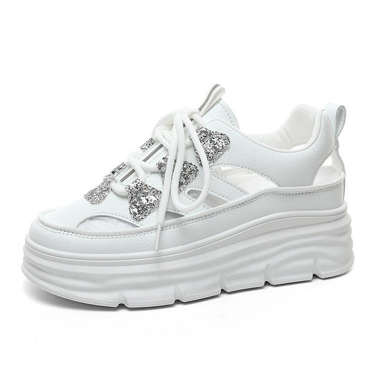 Damen Sportliche Plateau-Sneakers mit funkelnden Akzenten und trendigem Design R&B