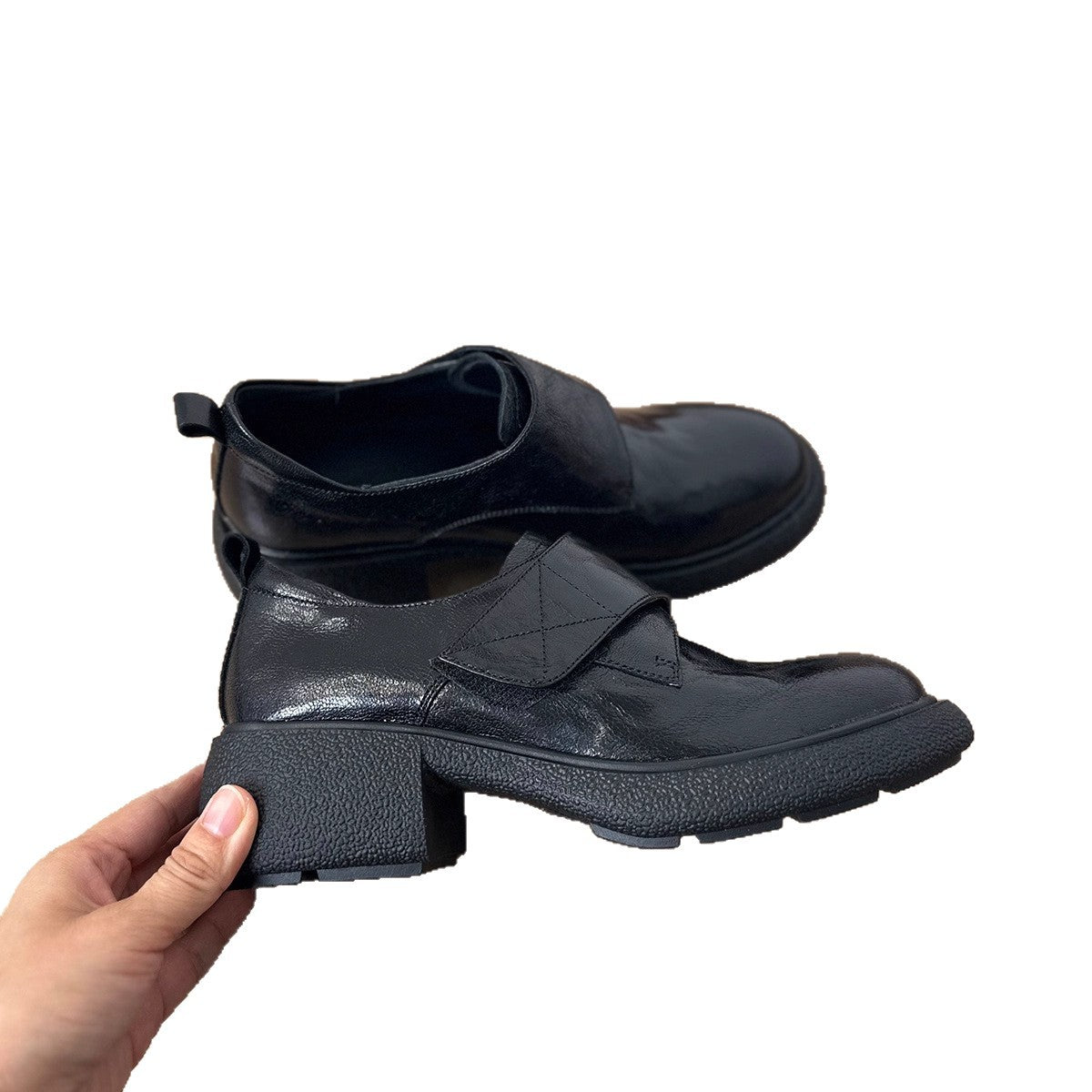 Damen modische Halbschuhe mit verstellbarem Klettverschluss und robustem Blockabsatz