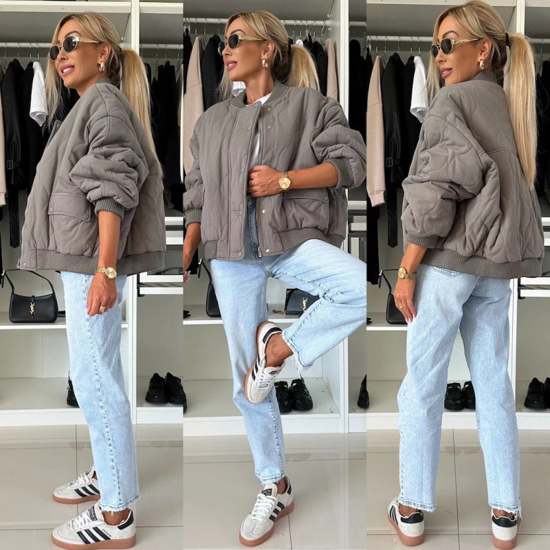 Damen gesteppte oversized Bomberjacke R&B