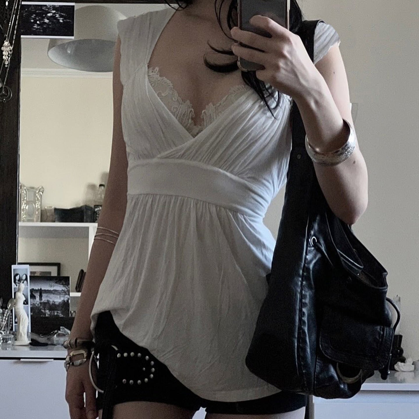 Damenkleid mit raffinierter Spitzenapplikation und weich fließendem Stoff R&B