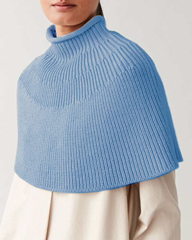 Damen Strickcape mit hochgeschlossenem Kragen