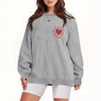 Damen Sweatshirt mit lässigem Herzmotiv und übergroßem Schnitt