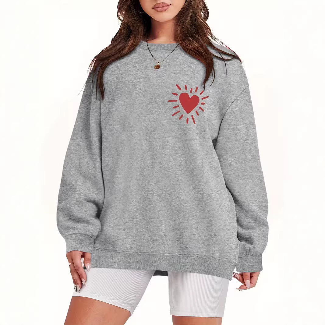 Damen Sweatshirt mit lässigem Herzmotiv und übergroßem Schnitt