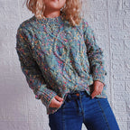 Damen grob gestrickter Pullover mit bunten Akzenten und lässigem Schnitt R&B