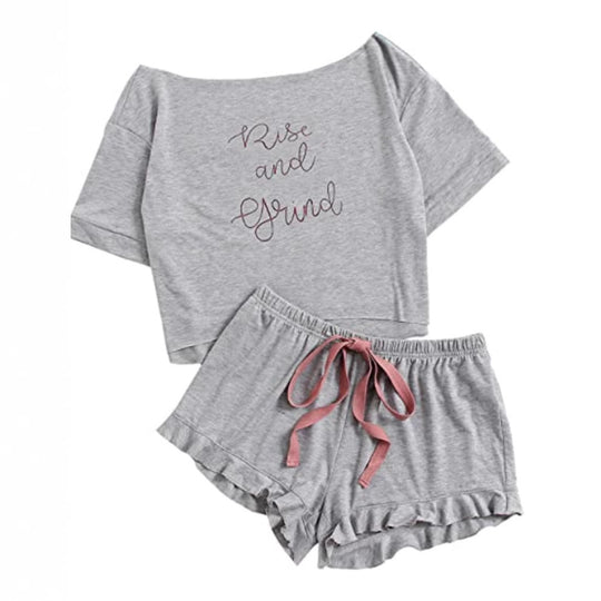 Damen Freizeit Schlafanzug Set mit aufgedrucktem Motiv R&B