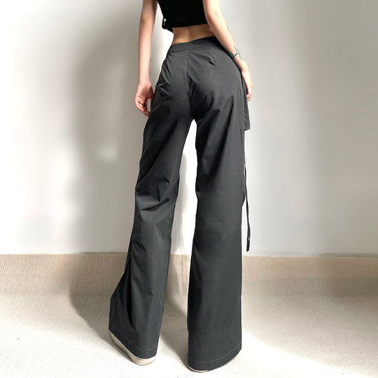 Damen stylische Utility-Hose mit weitem Schnitt und verstellbaren Binde-Details R&B