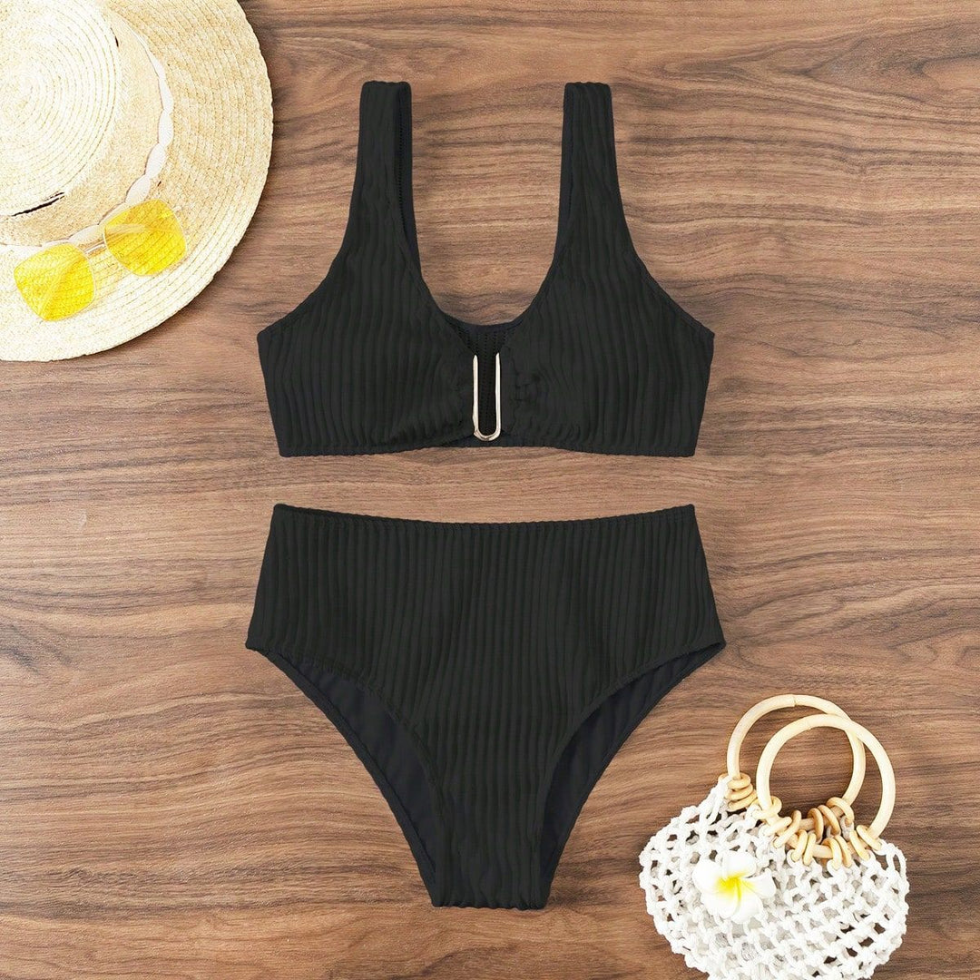 Damen Hochgeschnittener Bikini mit einzigartiger Rippstruktur R&B