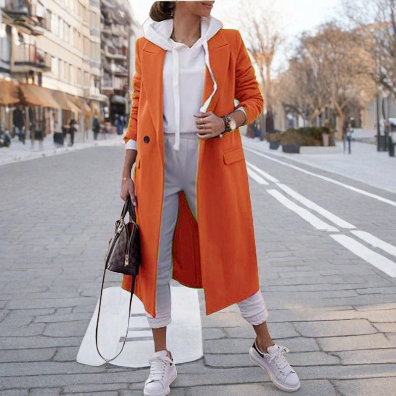 Damen eleganter trenchcoat mit Kapuze R&B