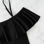 Damen Eleganter Badeanzug mit Volants und schulterfreier Ausschnitt R&B