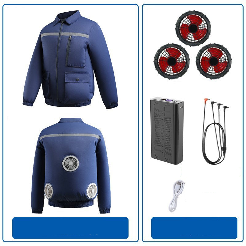 Herren nan belüftete Arbeitsjacke mit integrierten Lüftern, USB-Stromanschluss und reflektierenden Einsätzen R&B