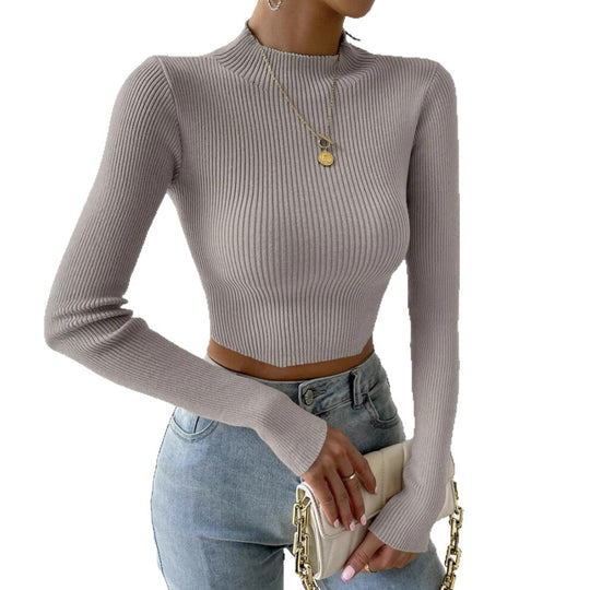 Damen Feinstrickpullover mit modischem Stehkragen und waveless Design R&B