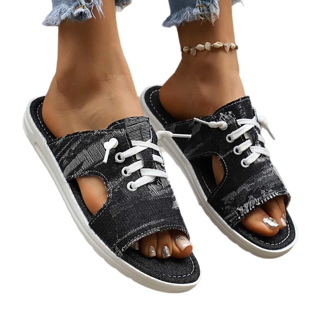 Damen Freizeitsandalen mit offenem Zehenbereich und lässigem Schnürdesign R&B