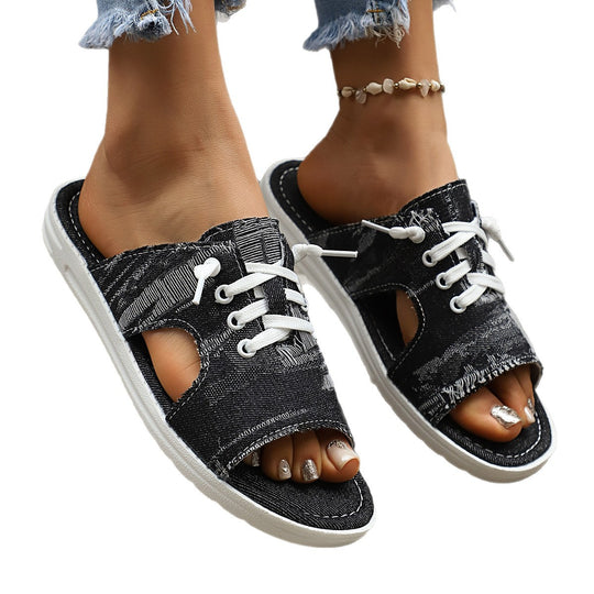 Damen Freizeitsandalen mit offenem Zehenbereich und lässigem Schnürdesign R&B