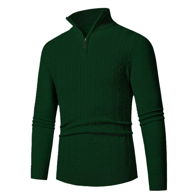 Herren modischer Strickpullover mit hochschließendem Reißverschluss und strukturiertem Design