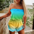 Damen Lässiger Jumpsuit mit Rüschen und Farbverlauf R&B