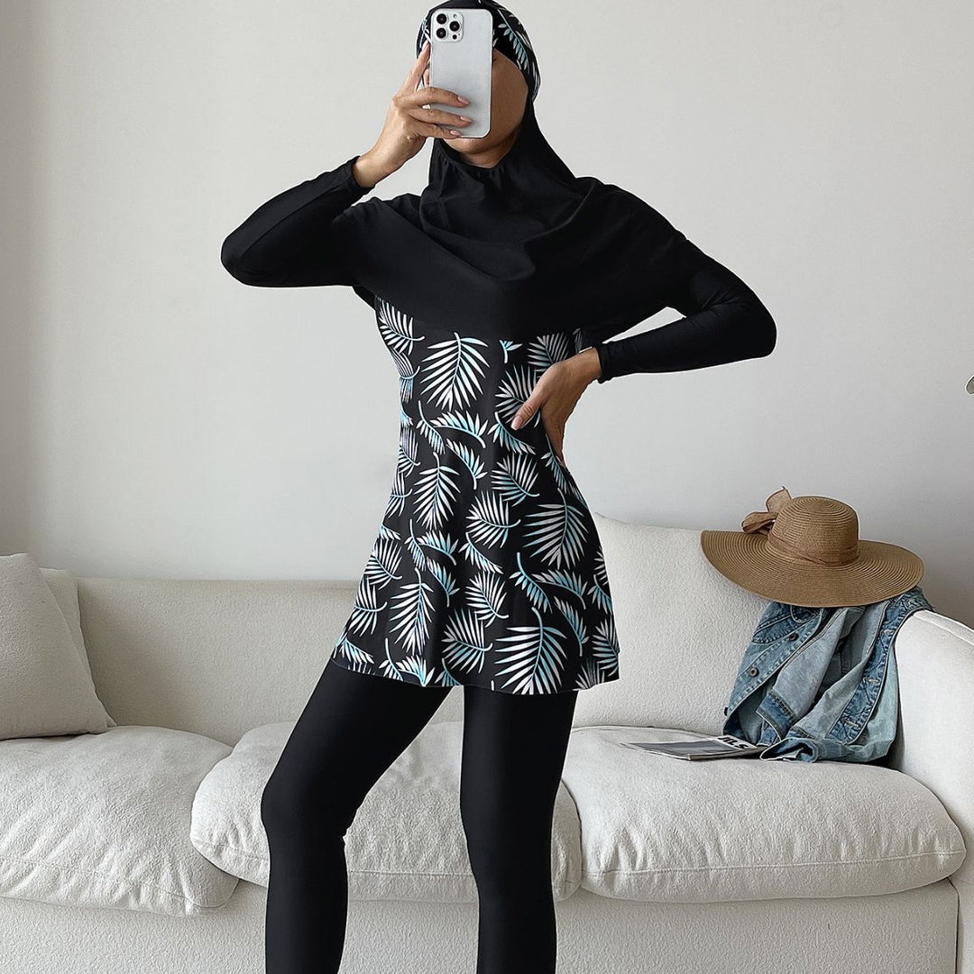 Damen Modisches 360-Grad-Schwimmanzug mit integrierter Hijab R&B