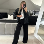 Damen Oversized Kunstlederjacke mit großzügigem Schnitt und modischen Details R&B