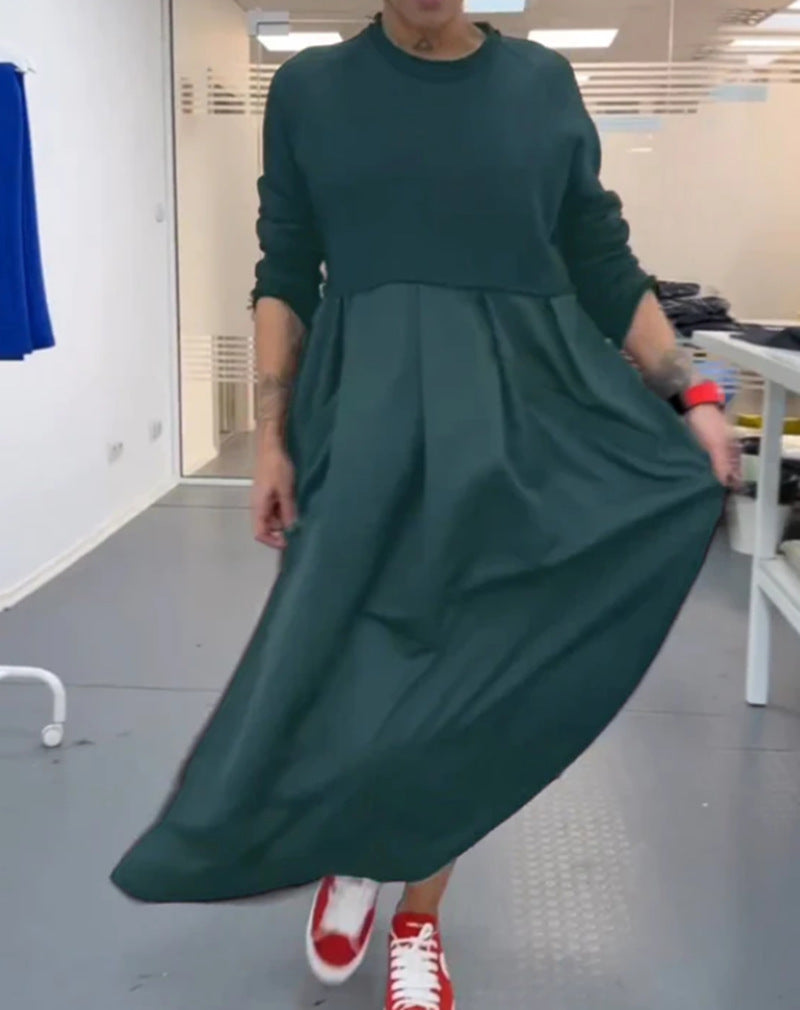 Damen Maxikleid mit lässigem Schnitt und praktischem Taillenregulierungsband Heidi-Mode