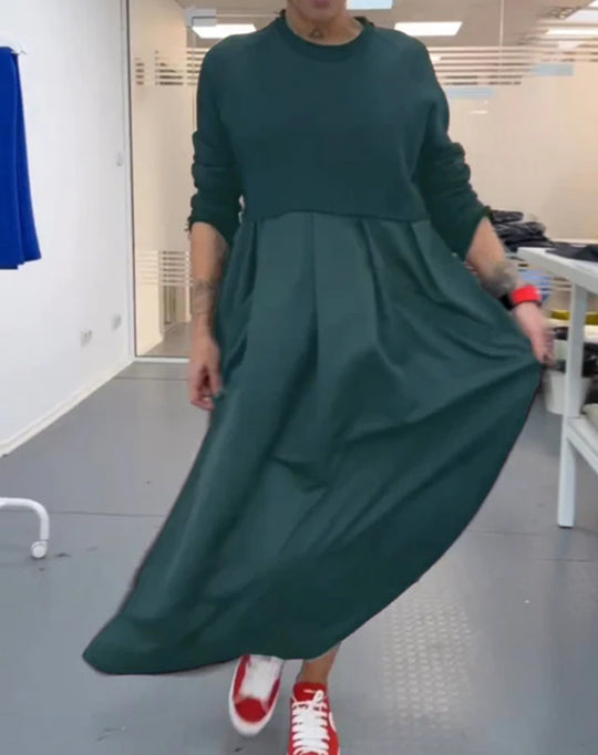 Damen nan Oversize-Maxikleid mit tiefer Passe und seitlichen Eingrifftaschen R&B