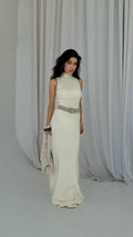 Damen Maxikleid mit elegantem Rundhalsausschnitt und taillierten Details R&B