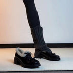 Damen Mokassins mit flauschigem Innenfutter und dekorativer Schnürung R&B