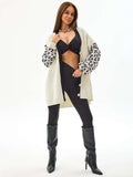 Damen Cardigan mit Leopardenmuster und knöpfen
