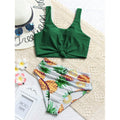 Damen Bikini-Set mit knotenförmigem Oberteil und hohem Bund R&B