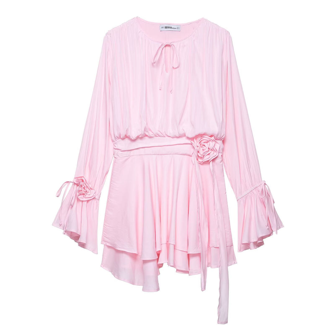 Damen elegantes Wickelkleid mit romantischem Rüschendesign R&B